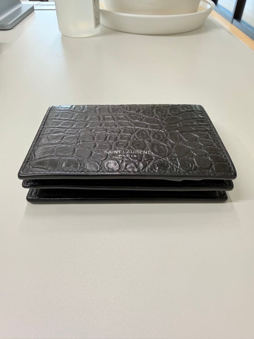 SAINT LAURENT サンローラン　クロコ調ブラック名刺入れ