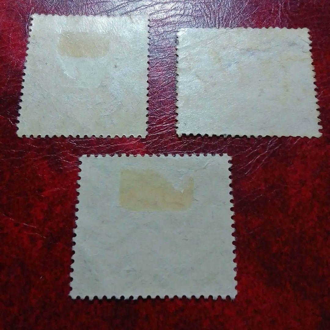 銭単位切手　昭和11年　関東局始政30年記念　3種完　ヒンジあり　8500円