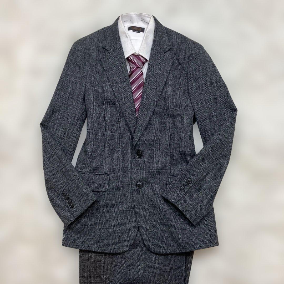極美品 スーツセットアップ グレンチェック ダークグレー XLサイズ