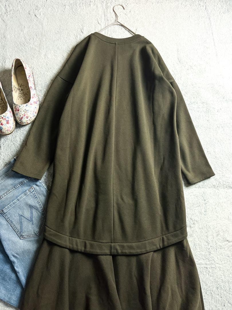 【UN3D. 】アンスリード レイヤードスウェットワンピース 38 オリーブ