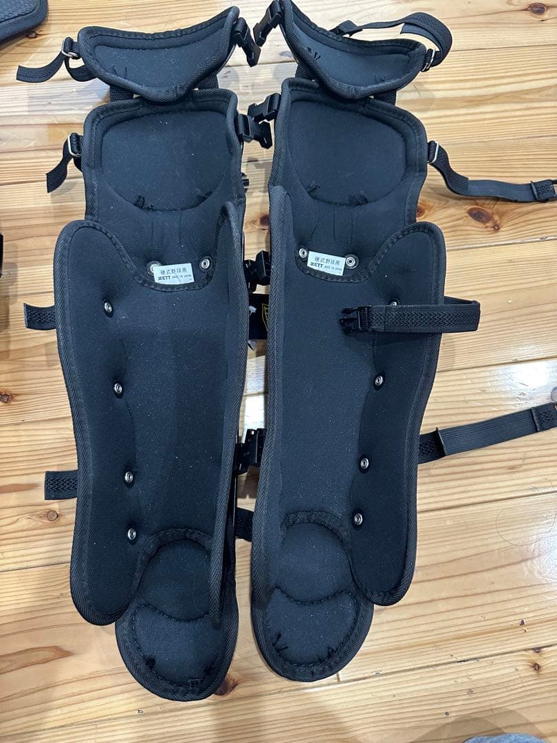 硬式野球キャッチャー用防具セット一式◆新品同様ブラックレガースプロテクター