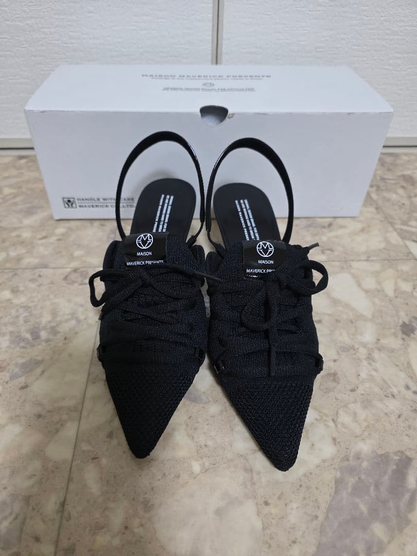 《新品·未使用品》MAISONMAVERICK ニットレースアップミュール