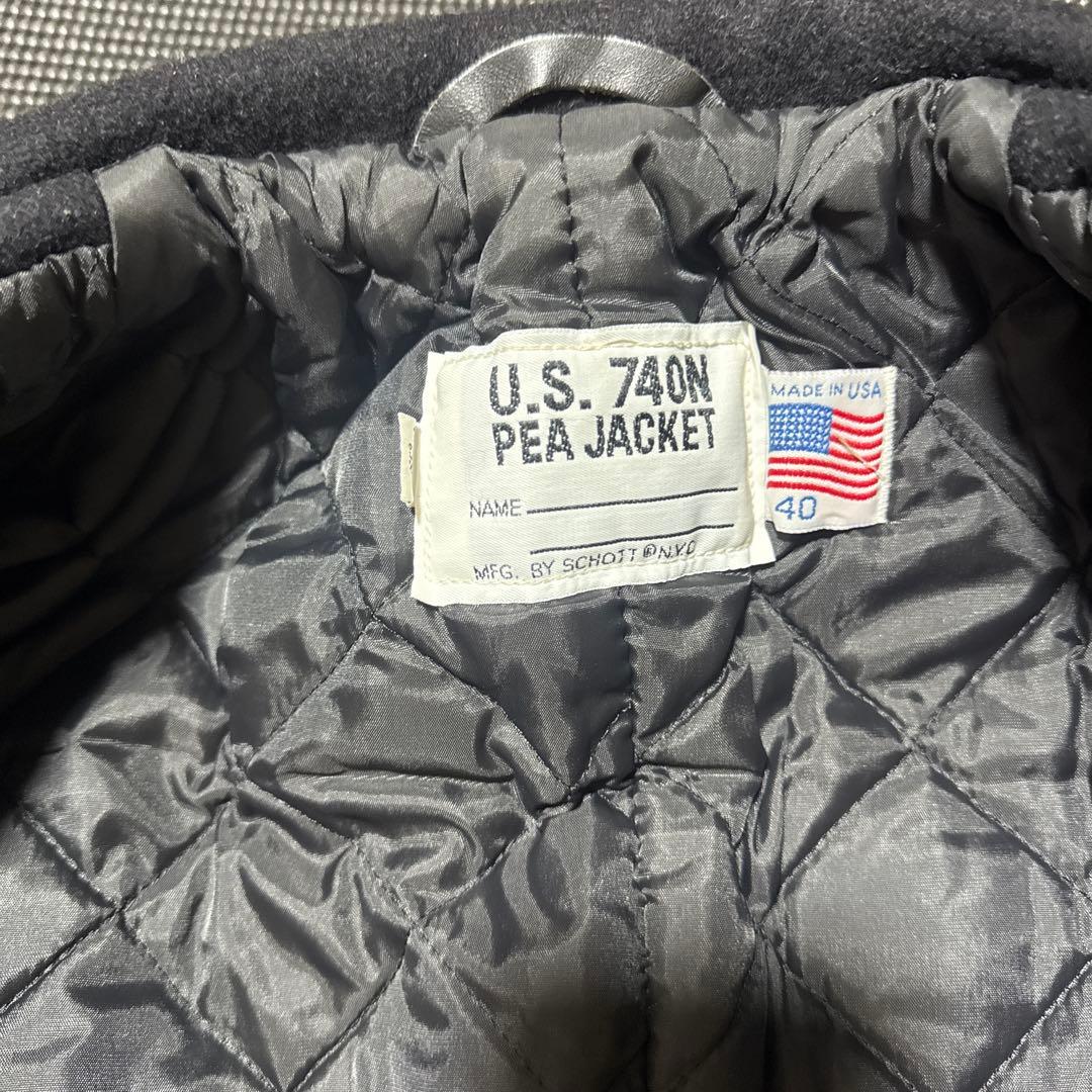 極美品　ショット　ピーコート　ウールメルトン　キルティング　40　USA製　黒