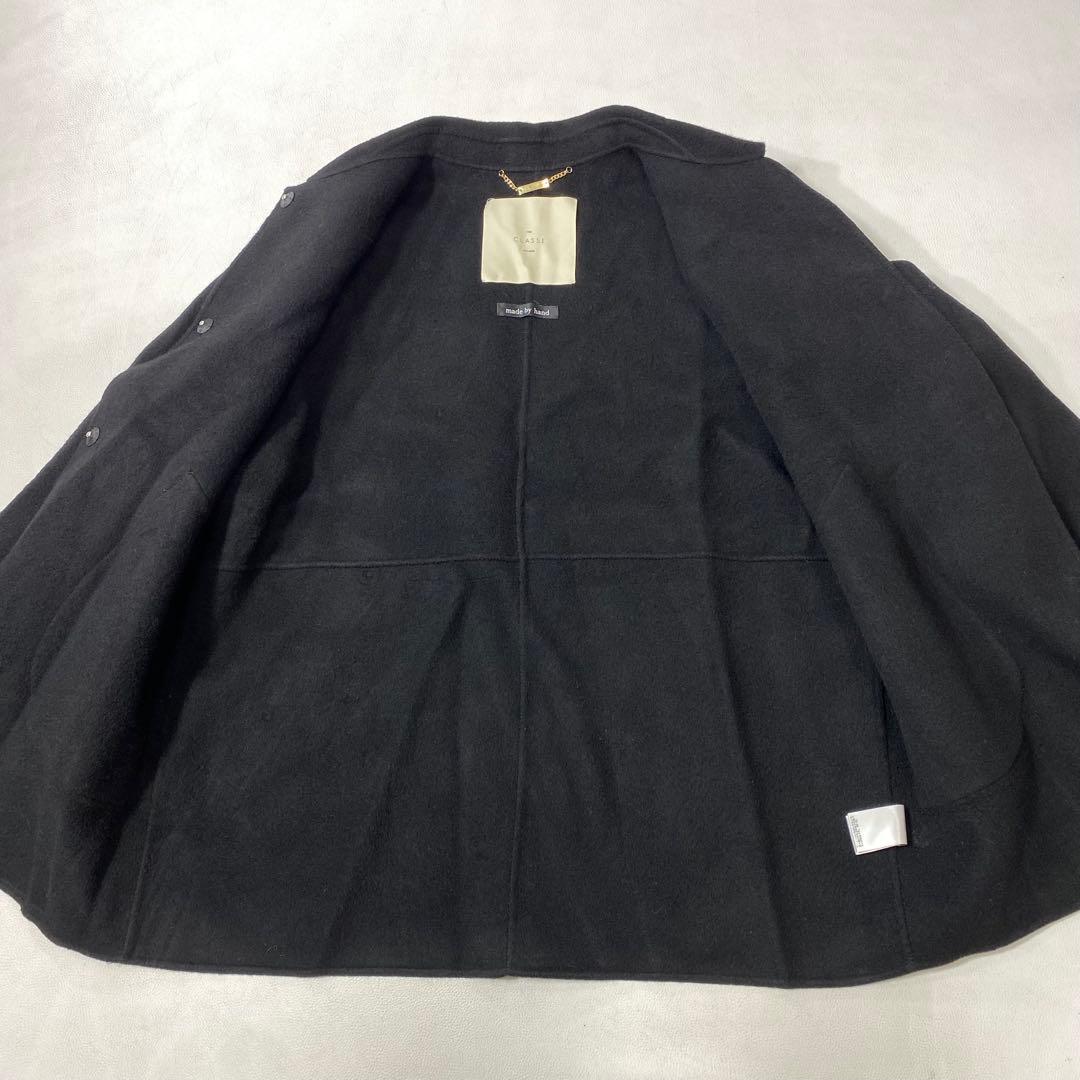 THE CLASSE DoCLASSE カシミヤ混ウールリバー・コート 9 黒