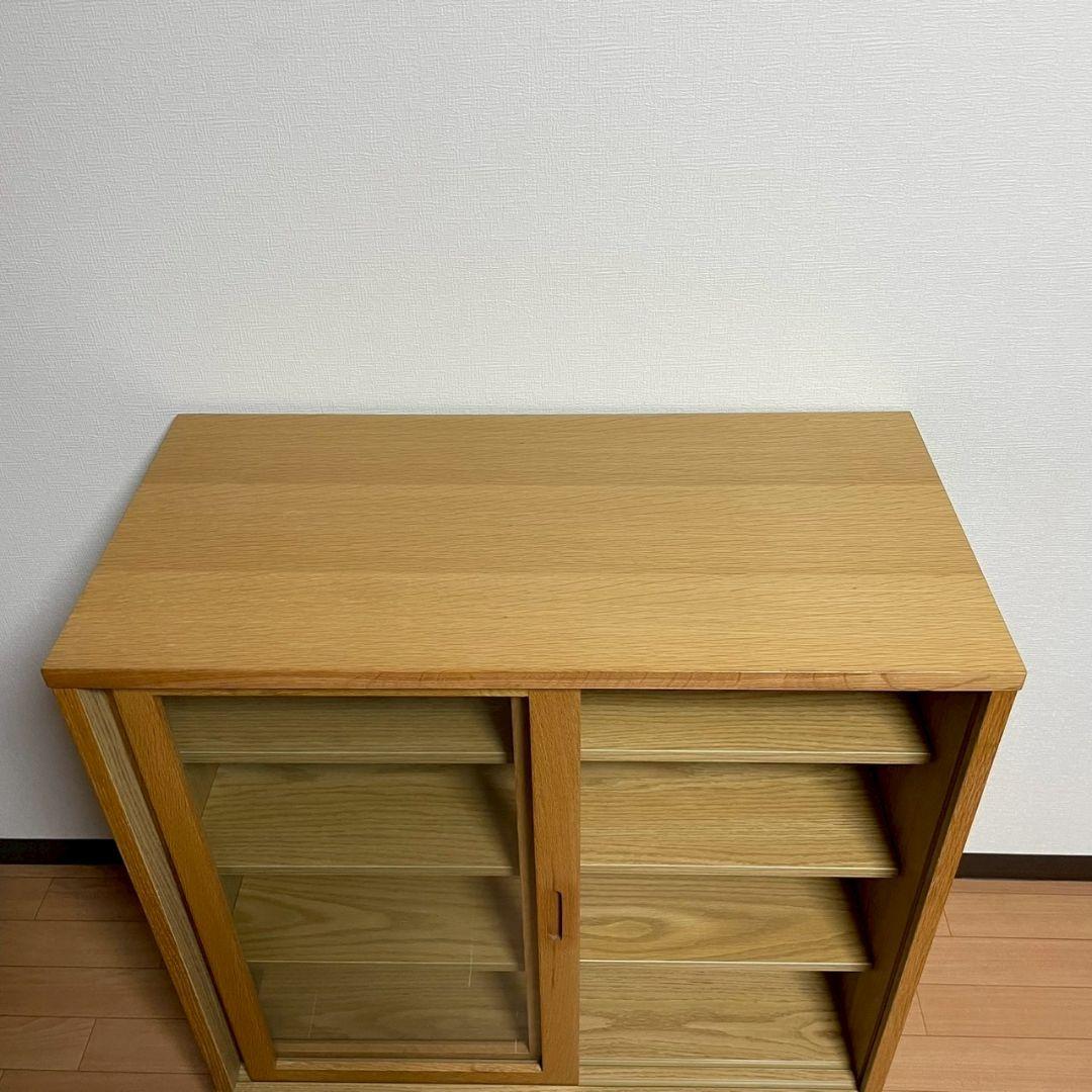 無印良品　オーク材キャビネット・ガラス扉（引戸）　廃盤