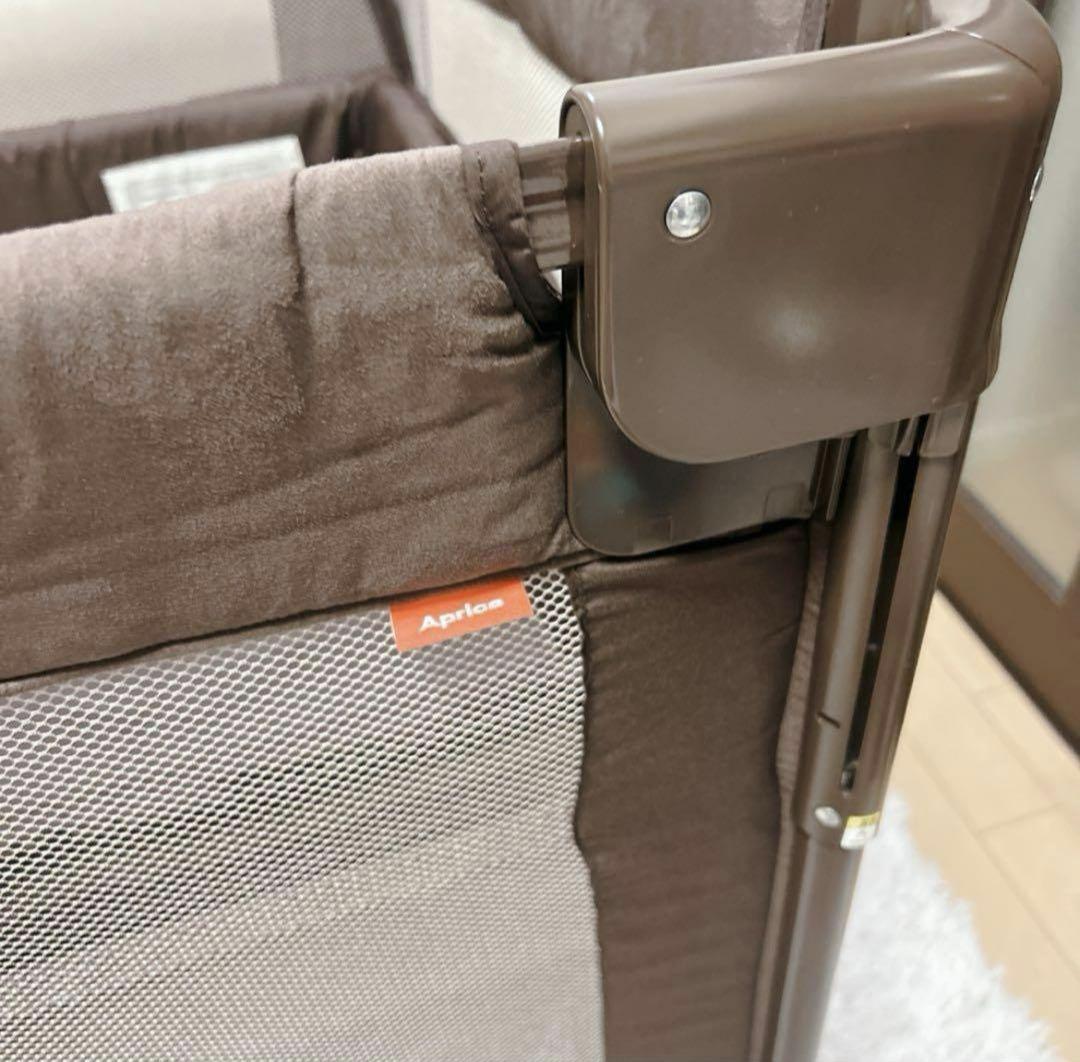 Aprica ココネルエアープラス ベビーベッド ブラウン 洗えるマット付