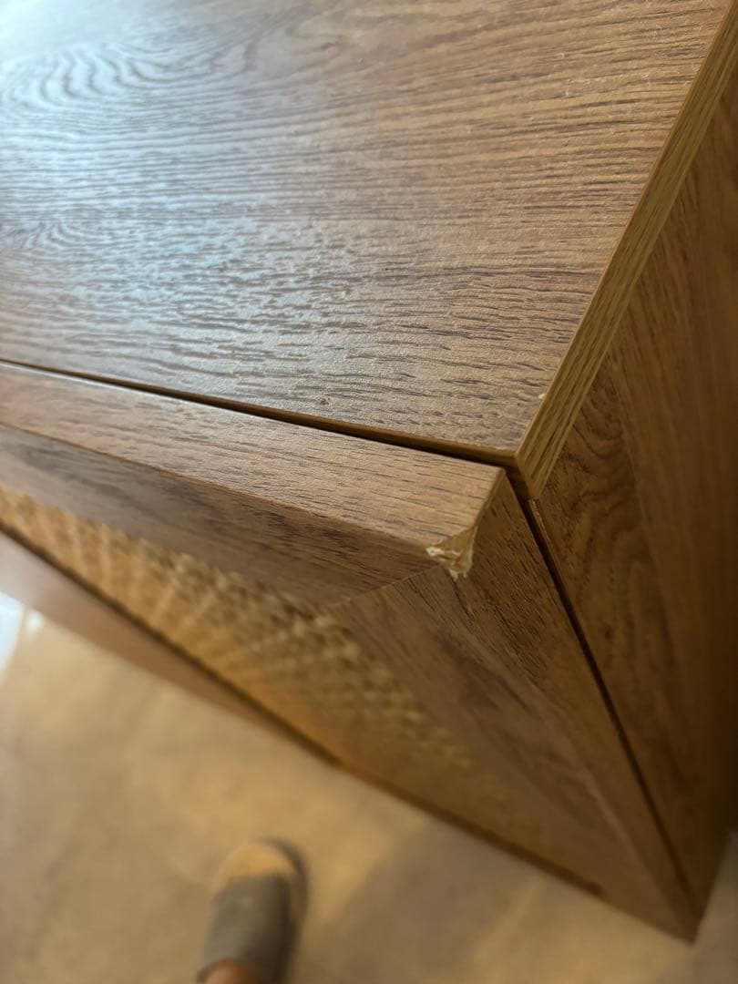 ナチュラルウッドキャビネット　LOWYA ラタン調