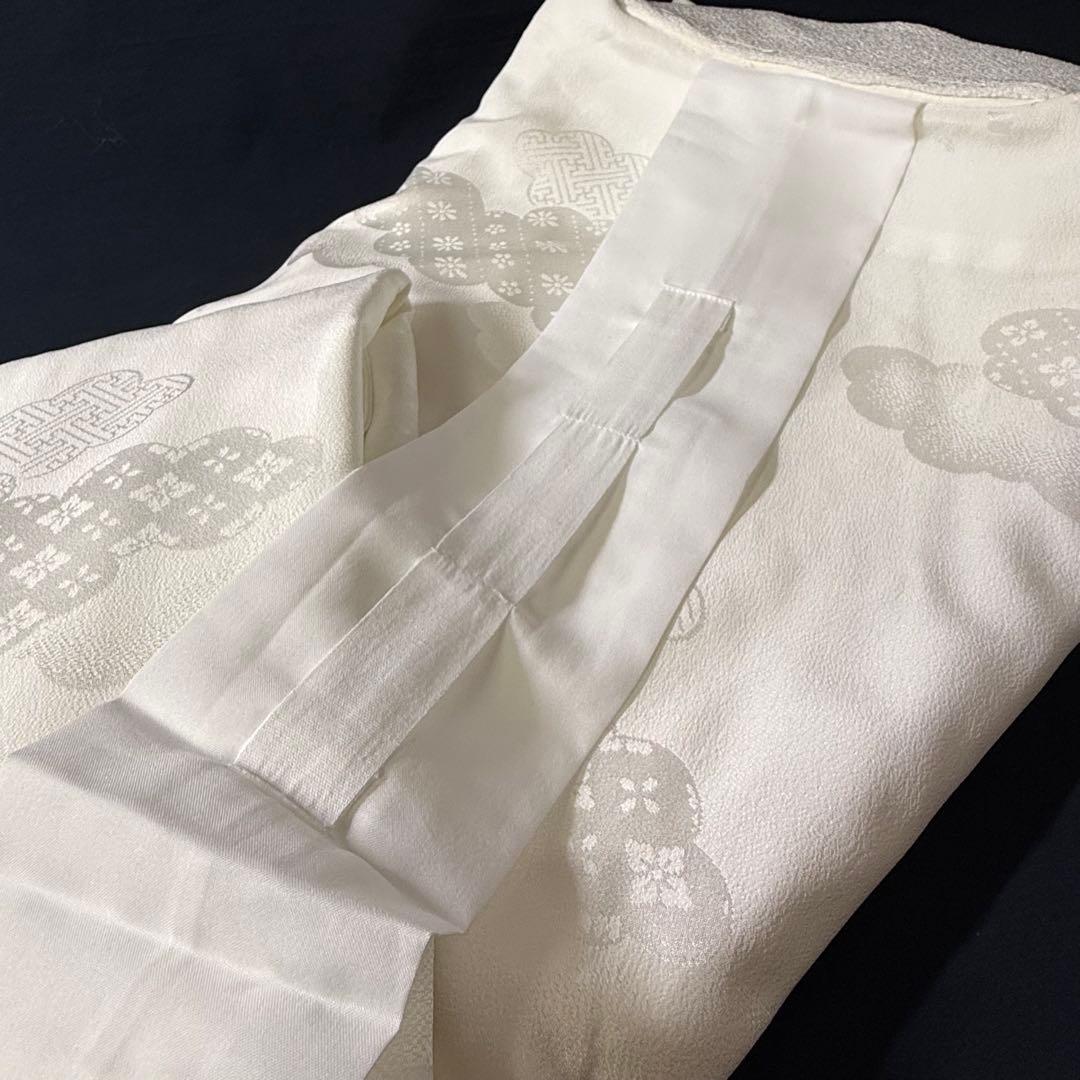 花嫁用　長襦袢 身丈136cm 裄65cm 特別衿　白　化繊 手縫【中古】雲どり