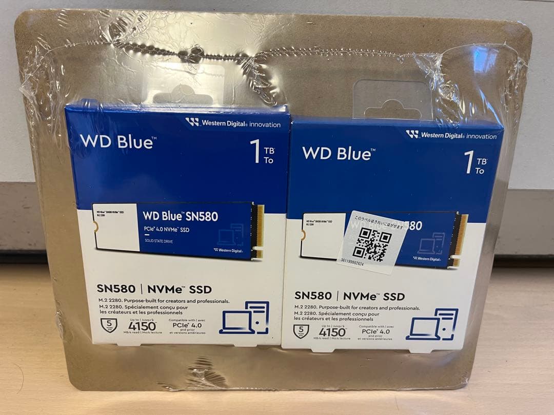 WD Blue SN580 1TB NVMe SSD 2個セット