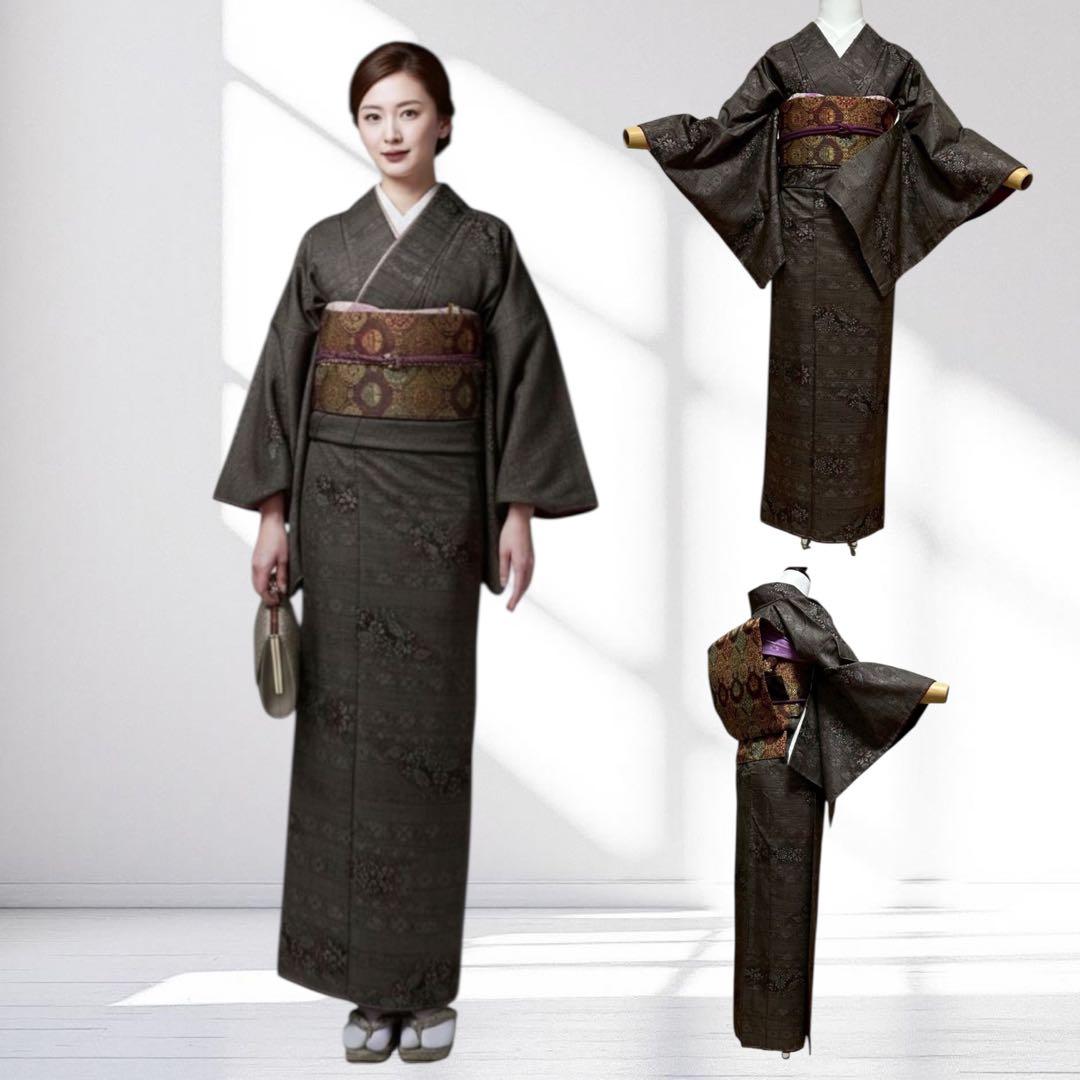 u*8様 モ40 新品　美品　袷　正絹　大島紬　フルセット 証紙付き