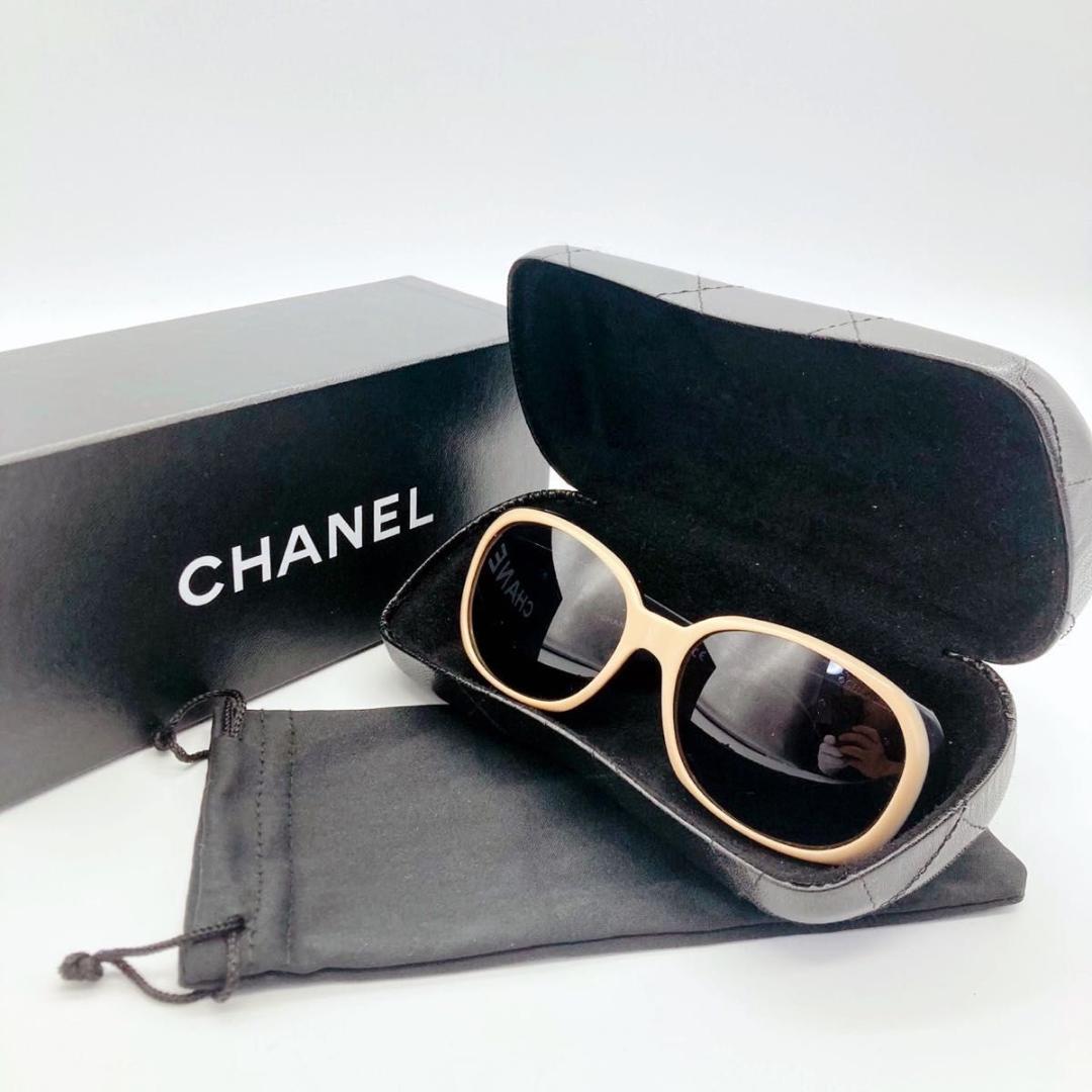 シャネル カメリア ココマーク サングラス 箱 ケース 保存袋付き ベージュ