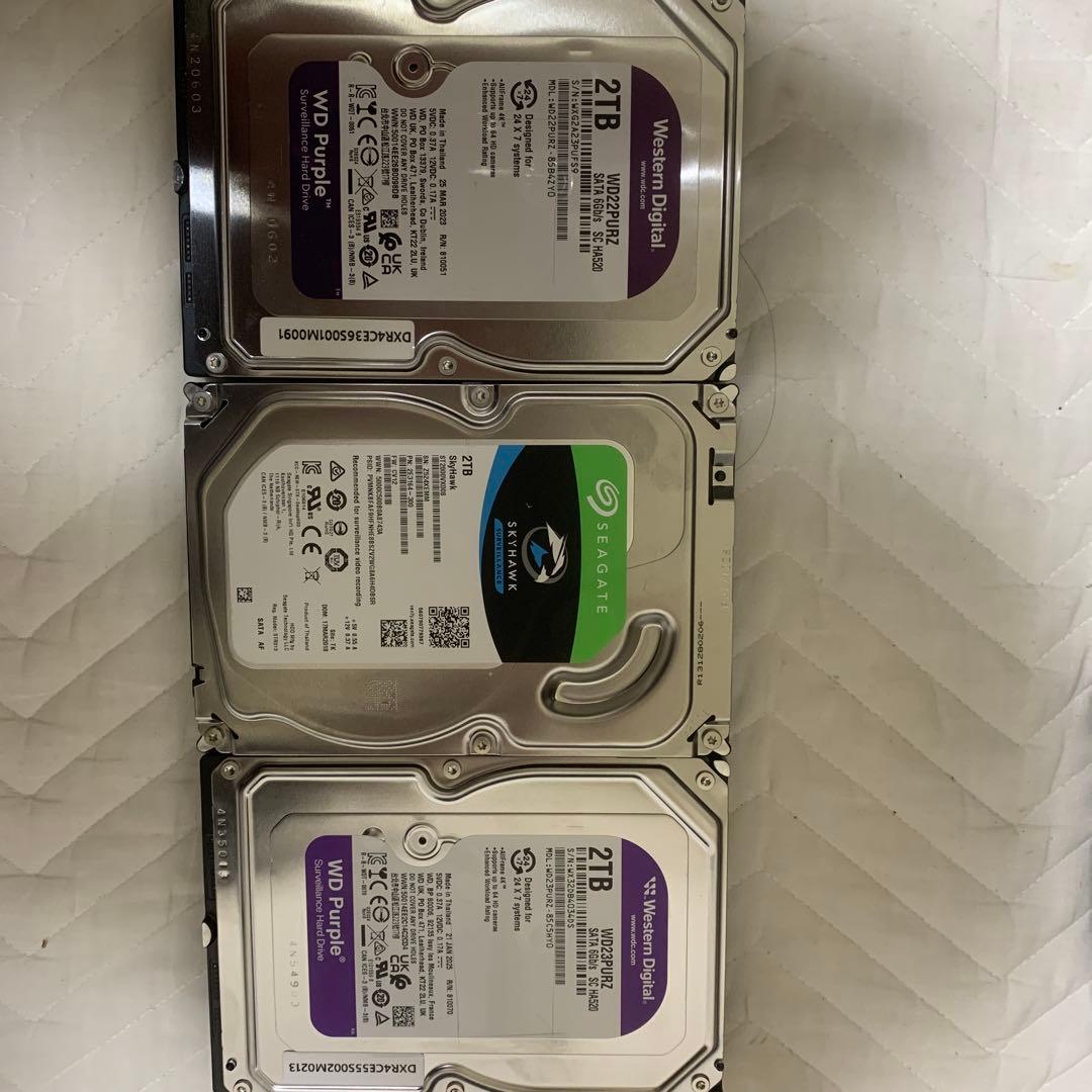 HDD 2TB 3台セットWD Purple / Seagate SkyHawk