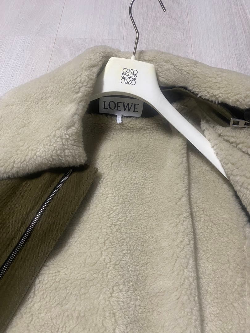 【HHHさん専用】LOEWE オリーブ色モッズコート シェルパ襟付き