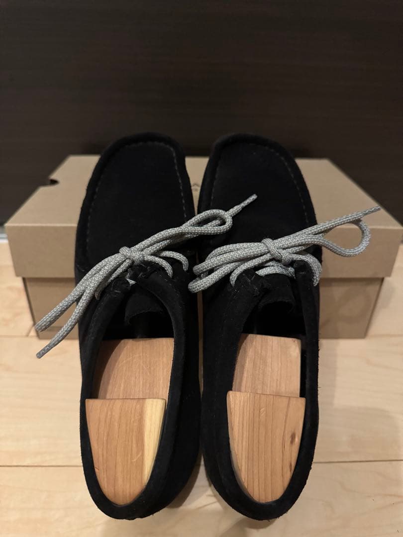 クラークス ワラビー ブラックスエード UK6.5(25.0cm)