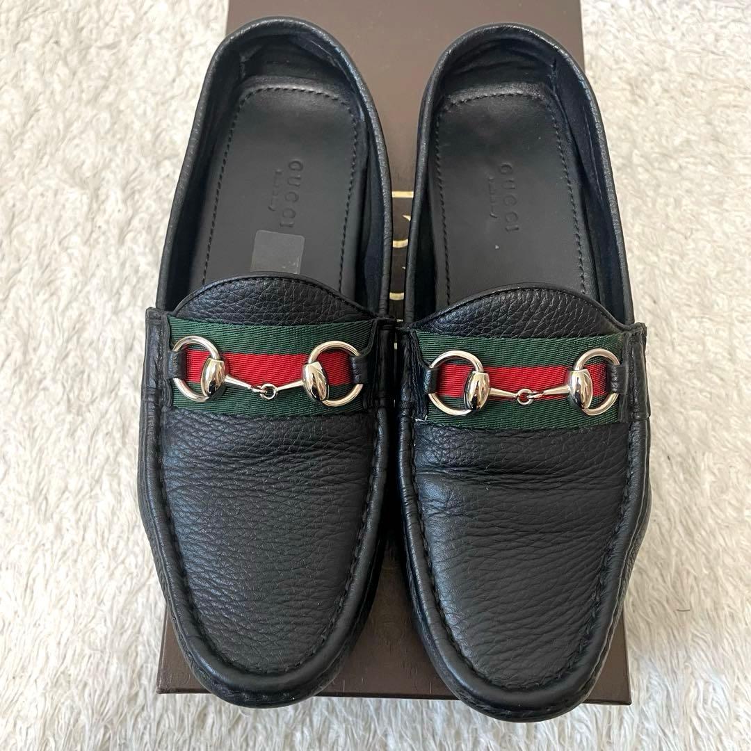 美品 GUCCIドライビングシューズ　ホースビット　シェリーライン 23.5cm