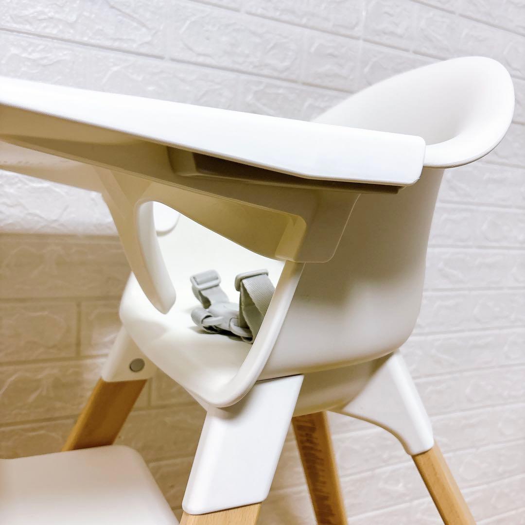 美品　ストッケ クリック トレイ ハーネス付き ベビーチェア ハイチェアホワイト