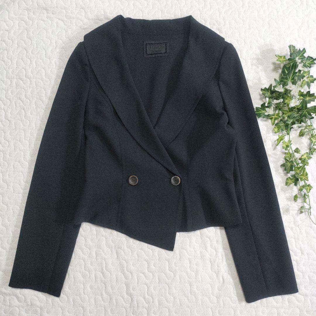 美品✨FOXEY　ショールカラーダブルジャケット　黒　ウッドボタン　38
