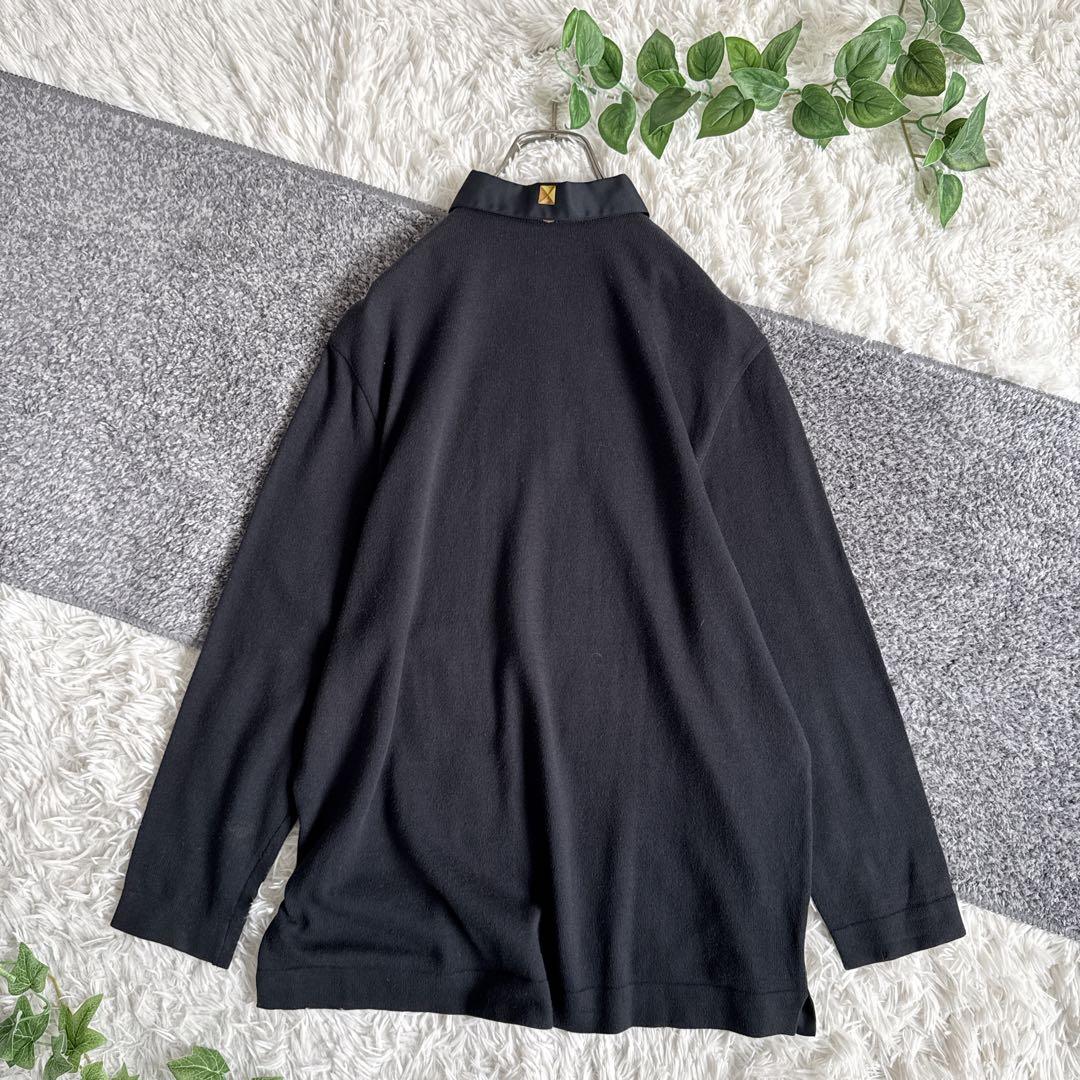 オールド　エルメス　長袖ポロシャツ　カシミヤ　スカーフ柄　バロック　シルク　M