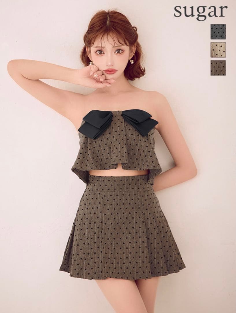 【完売商品】モカ ドット柄 キャバドレス