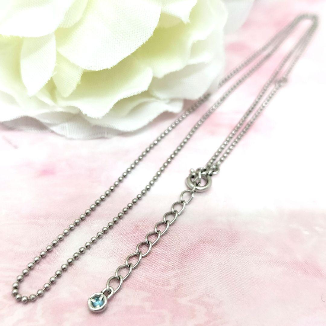 最終価格!Pt850 ボールチェーンネックレスブルーダイヤモンドアジャスター