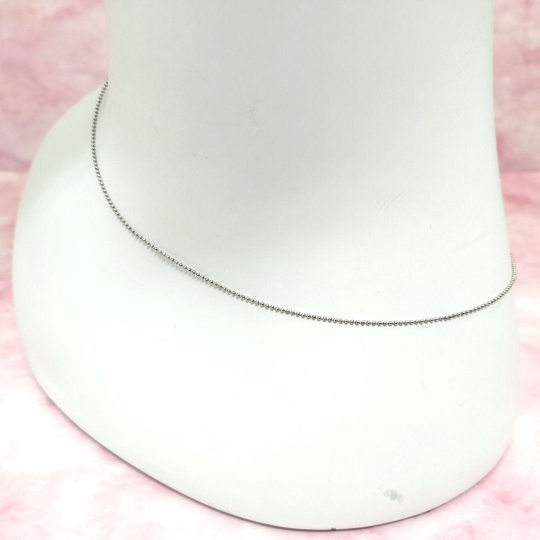 最終価格!Pt850 ボールチェーンネックレスブルーダイヤモンドアジャスター