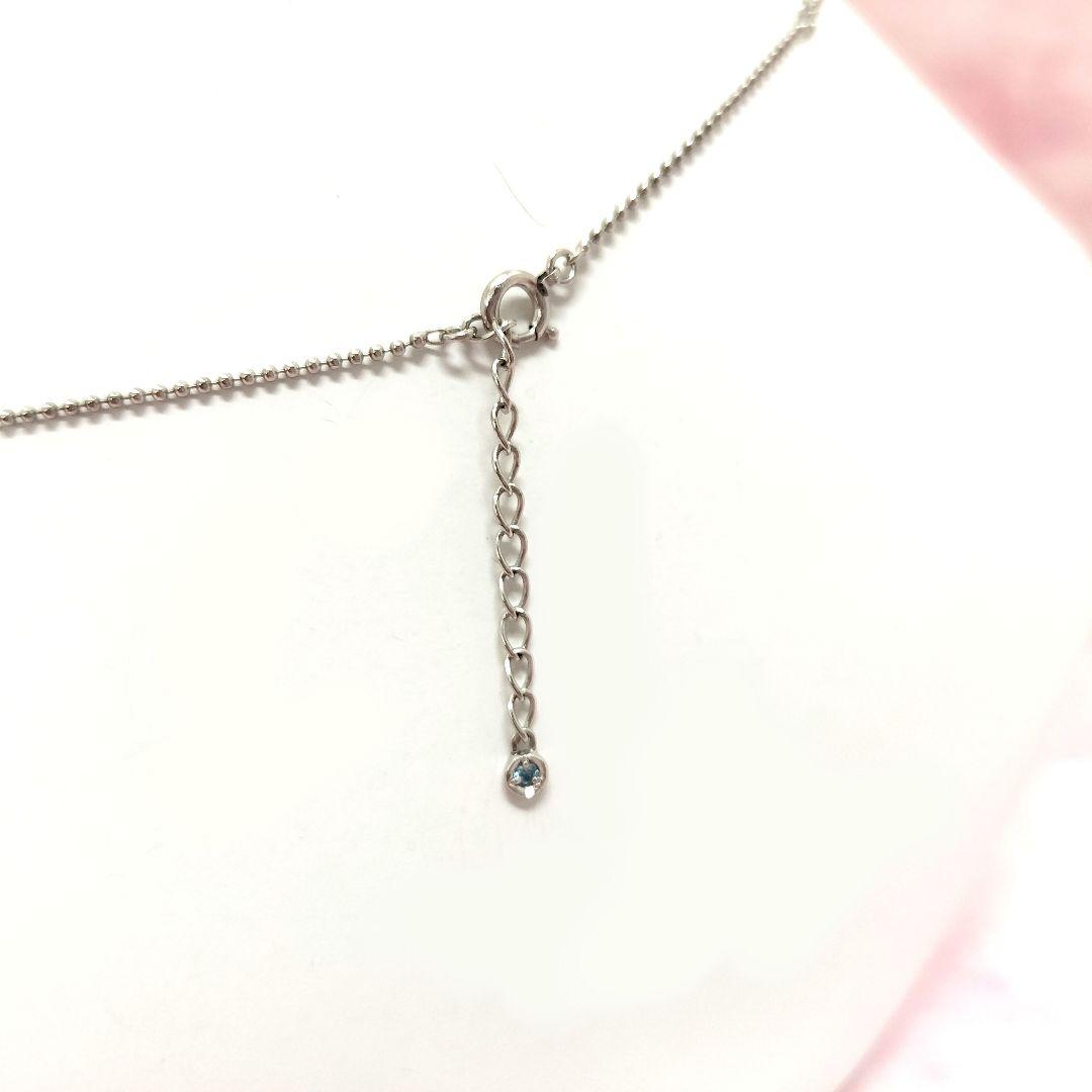 最終価格!Pt850 ボールチェーンネックレスブルーダイヤモンドアジャスター