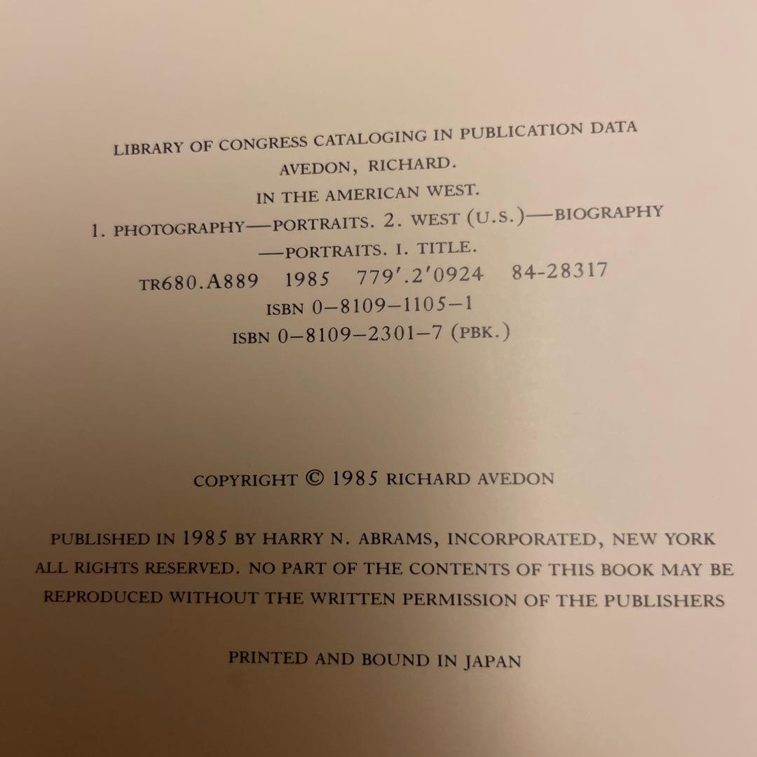 アート・デザイン・音楽 In the American West 1st Print R.Avedon