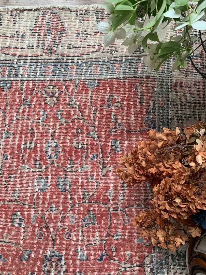 Mao　トルコラグ　シャビーレッド 194×112 トルコヴィンテージラグ