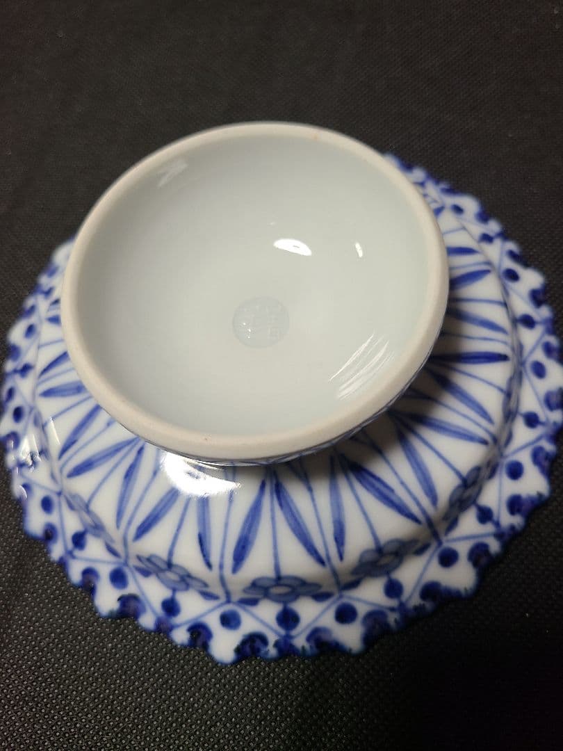 九谷焼須田菁華造染付高台皿4客