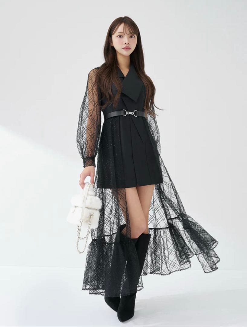 Darich スパンコールシアー2Wayワンピース ブラック