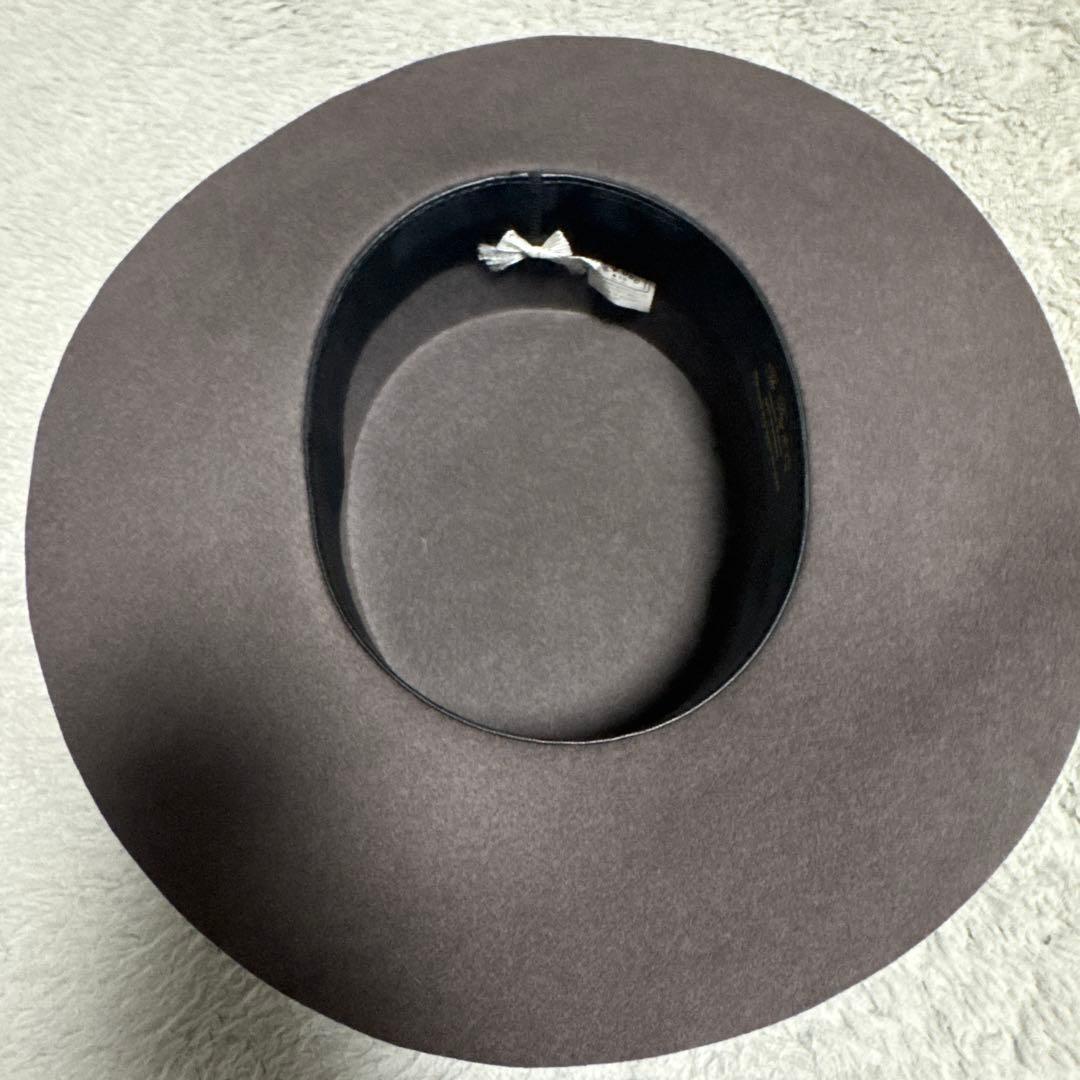 美品 ブラウン ウールハット リボン付き