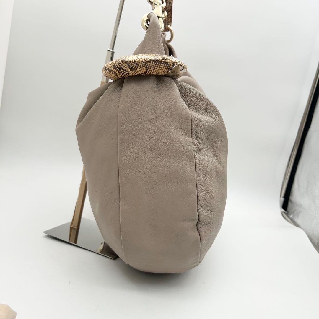 極希少✨　ジミーチュウ　ワンショルダーバッグ　スカイ　レザー　パイソン　ホーボー