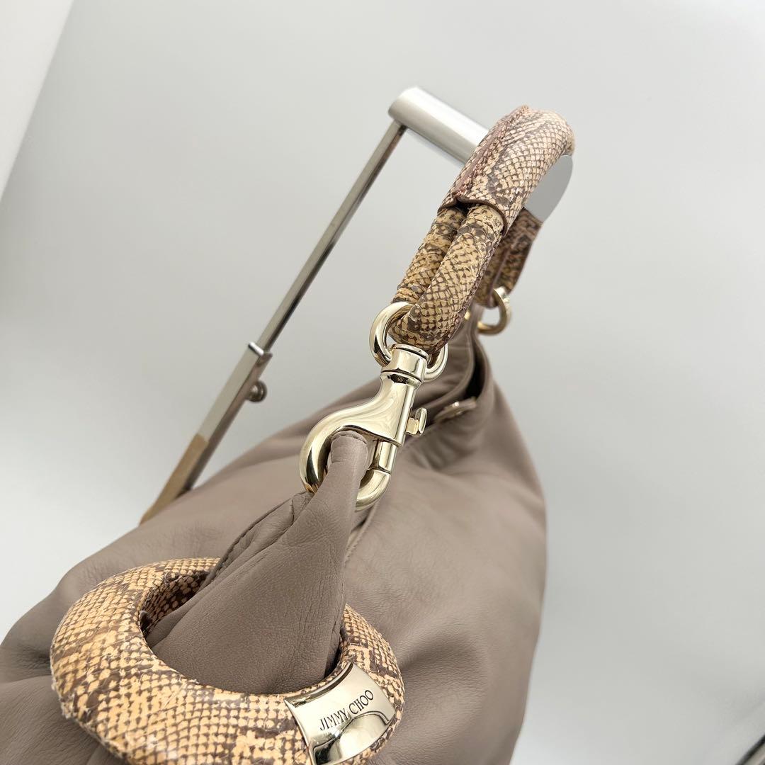 極希少✨　ジミーチュウ　ワンショルダーバッグ　スカイ　レザー　パイソン　ホーボー