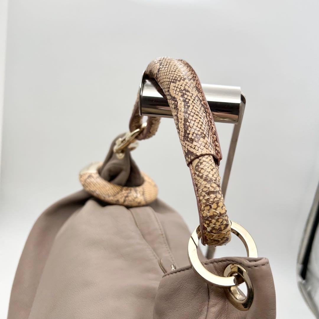 極希少✨　ジミーチュウ　ワンショルダーバッグ　スカイ　レザー　パイソン　ホーボー