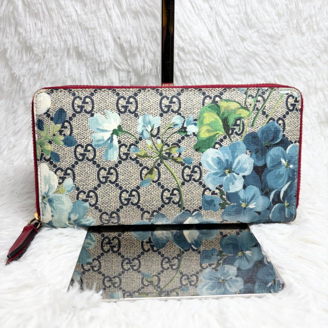 ✨極美品✨ グッチ 長財布 ブルームス GG柄 ラウンドファスナー PVC 花柄