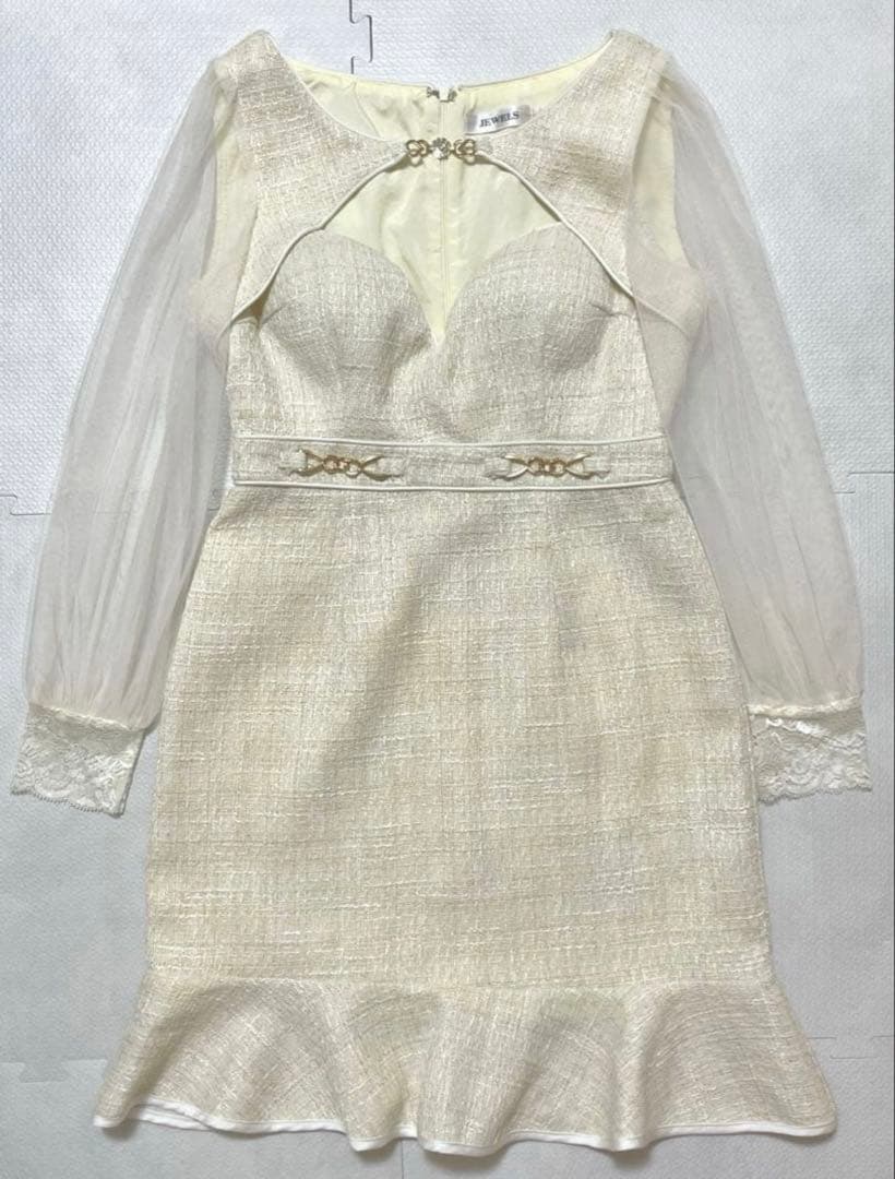 JEWELS ジュエルズ キャバクラ ドレス プリーツ ツイード シアー レース