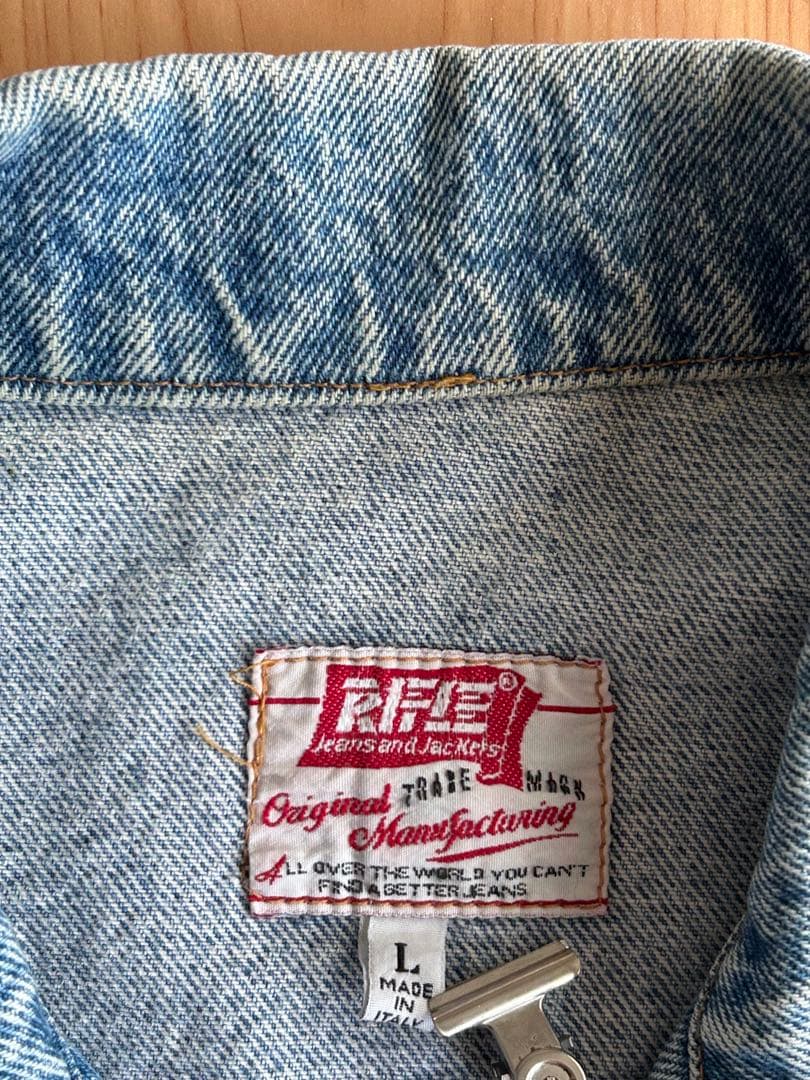 希少　イタリア製　RIFLE ストライプラインスリーブ　デニムジャケット　L