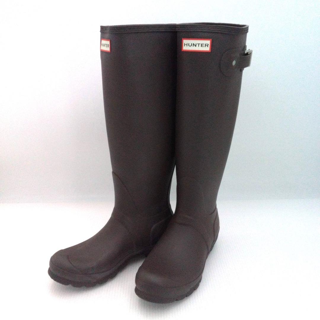 HUNTERレインブーツ ダークブラウン us8 25cm 新品保管品 箱入り