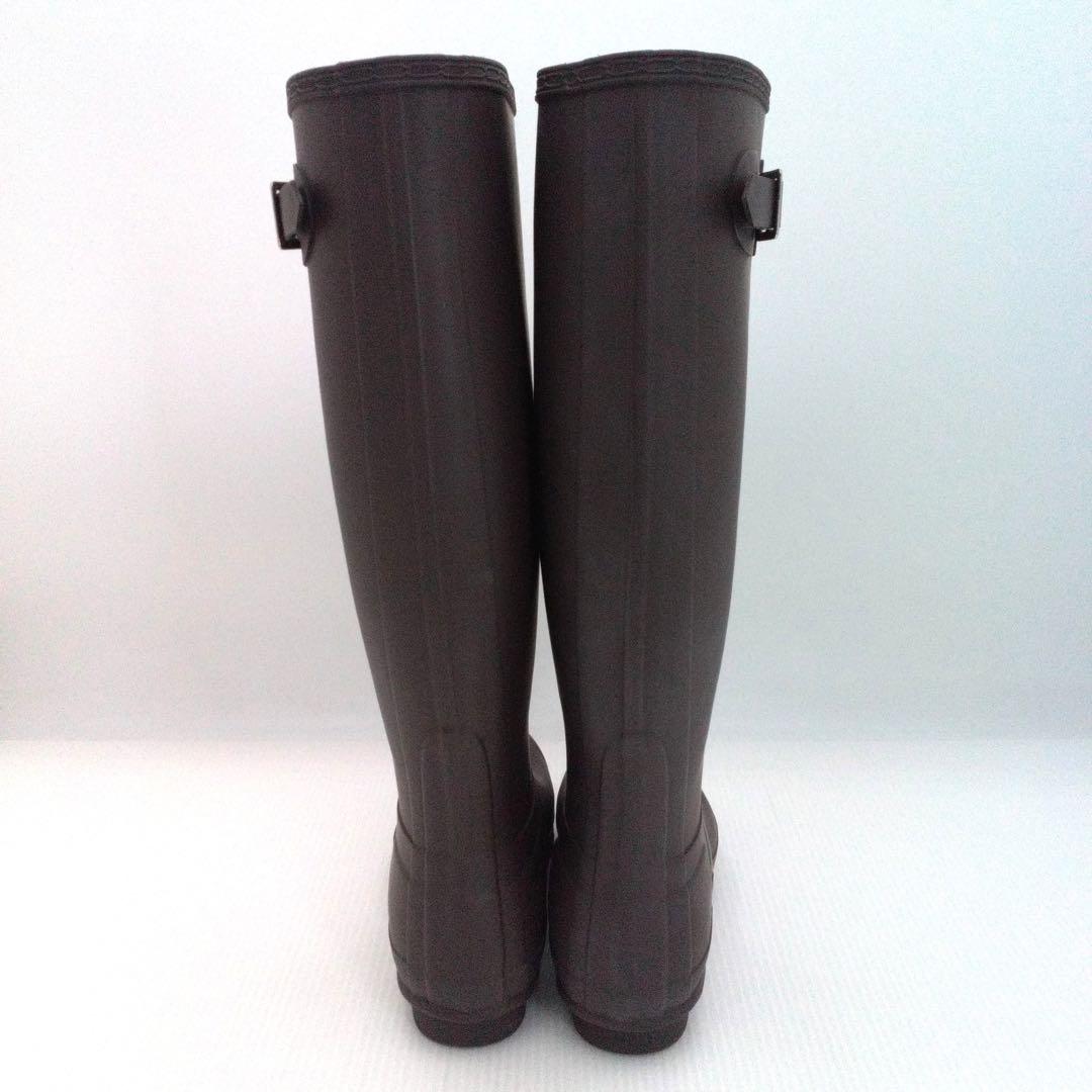 HUNTERレインブーツ ダークブラウン us8 25cm 新品保管品 箱入り