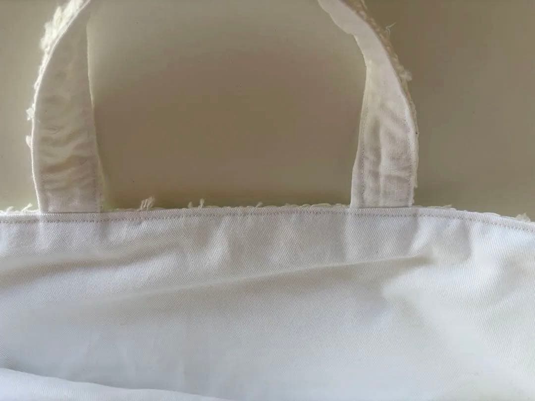 ツイードトートバッグ　レッスンバック　ホワイト