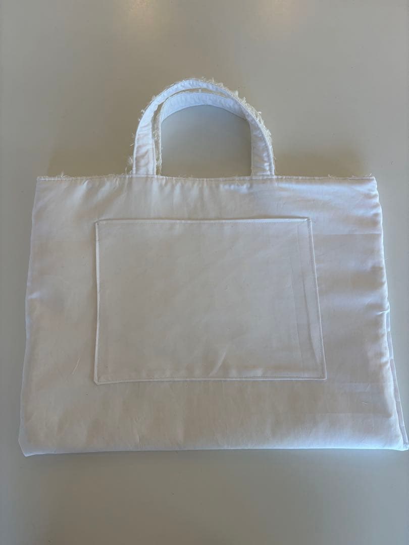 ツイードトートバッグ　レッスンバック　ホワイト