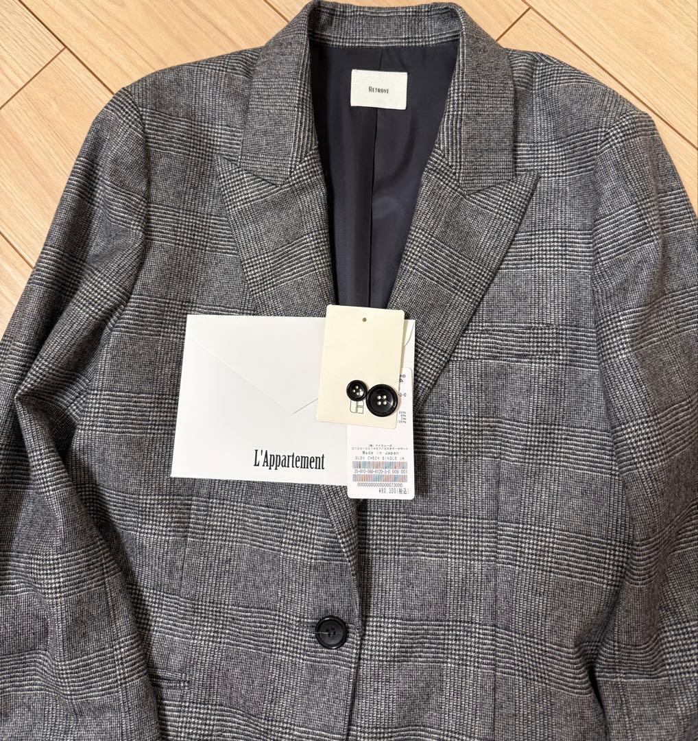 L'Appartement GLENCHECKSINGLE JACKET 日本製