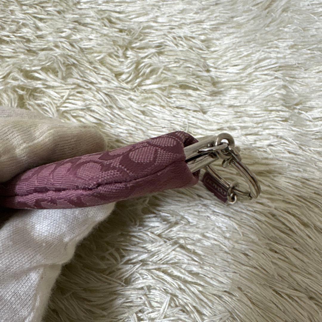 COACH がま口 ケース シグネチャー ワインレッド系 レア