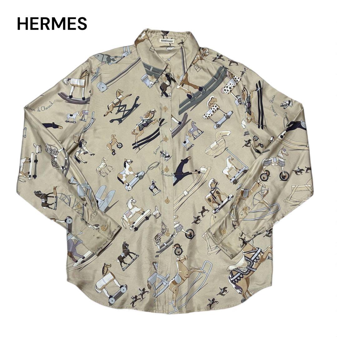 HERMES エルメス マルジェラ期 お馬の話をして ブラウス シャツ 38