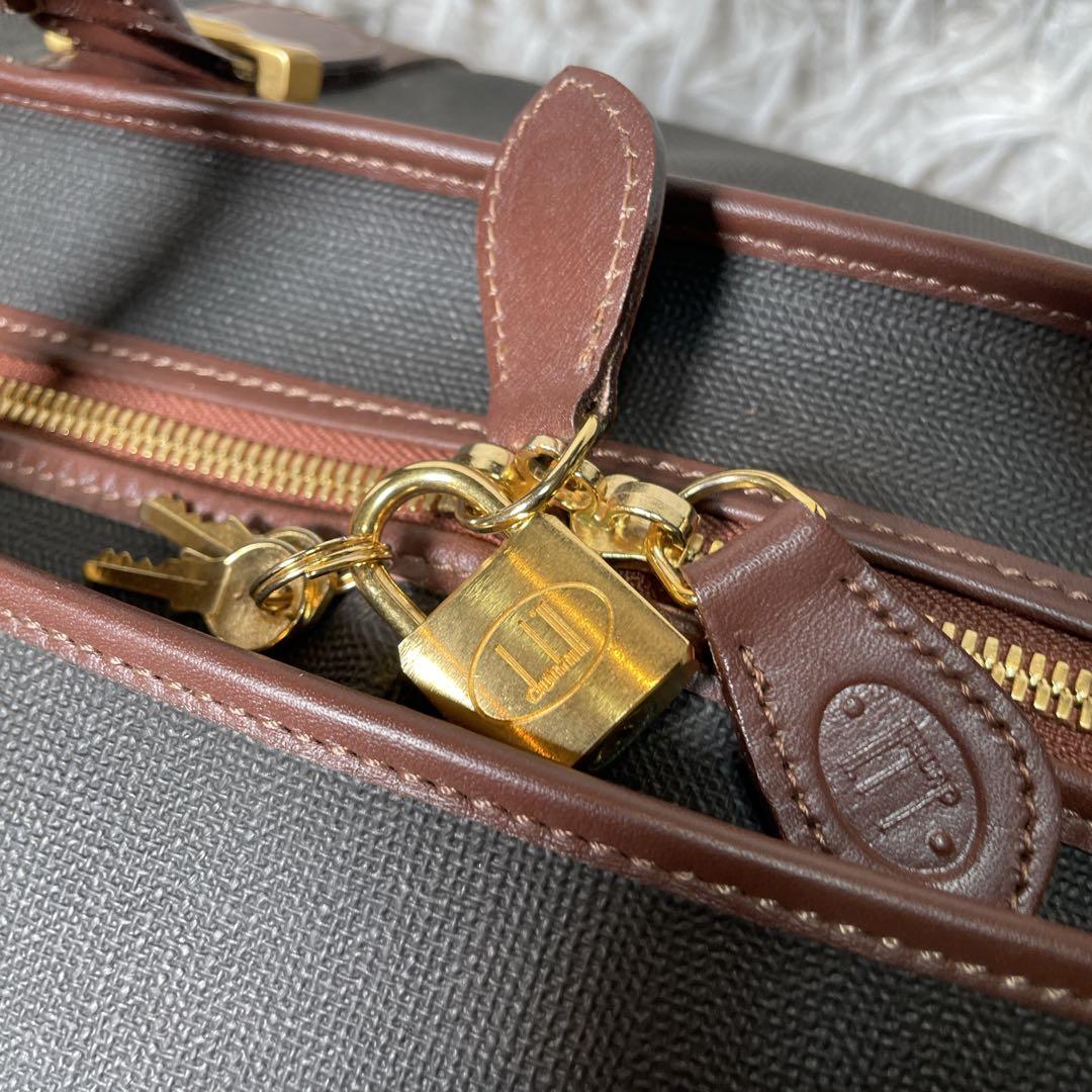 ほぼ未使用　ダンヒル　ボストンバッグ　レザー　ブラック　鍵付き