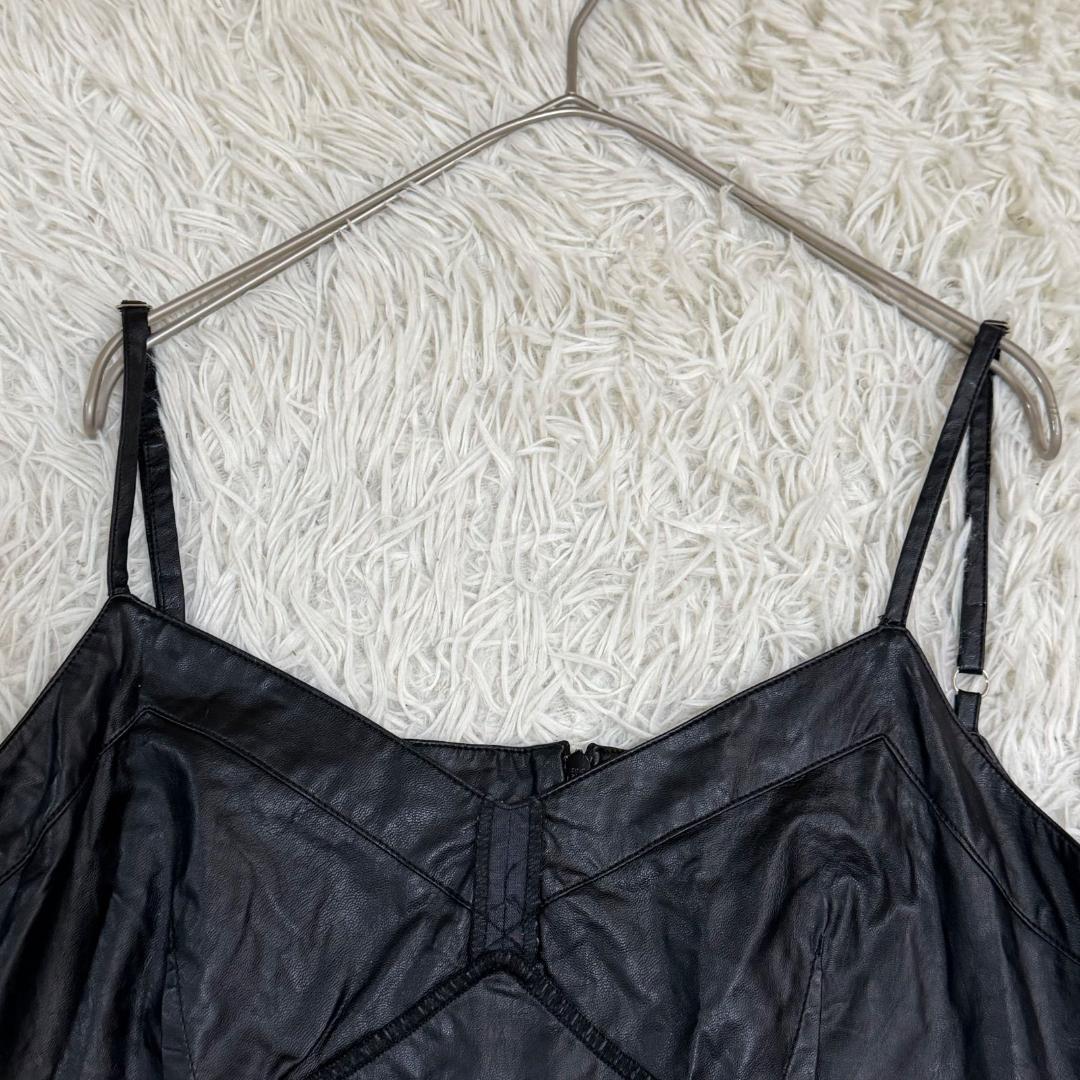 17303✨MM6 メゾンマルジェラ 42 フェイクレザー キャミワンピース 黒