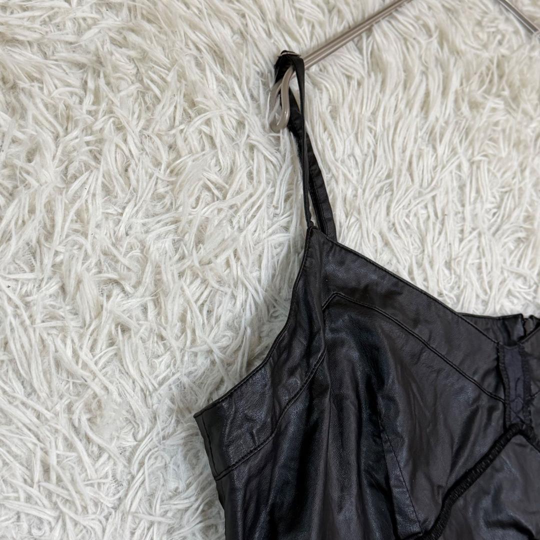 17303✨MM6 メゾンマルジェラ 42 フェイクレザー キャミワンピース 黒