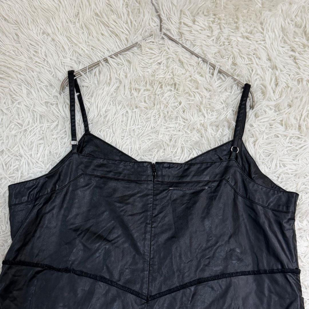 17303✨MM6 メゾンマルジェラ 42 フェイクレザー キャミワンピース 黒