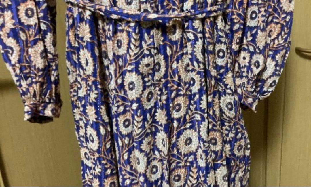 ne Quittez pas 花柄ロングワンピース 長袖 Vネック　Sサイズ