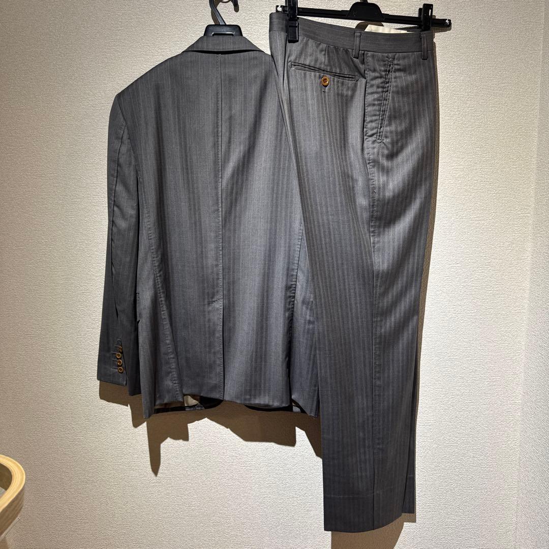 M*〜様 ポールスミス グレー ストライプ ビジネススーツ セットアップ